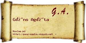 Güns Agáta névjegykártya